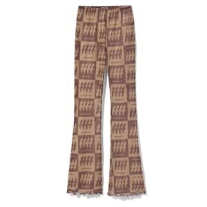 Inamorata Beachwood Pant - Xs Brown Check Flare Sheer Mesh